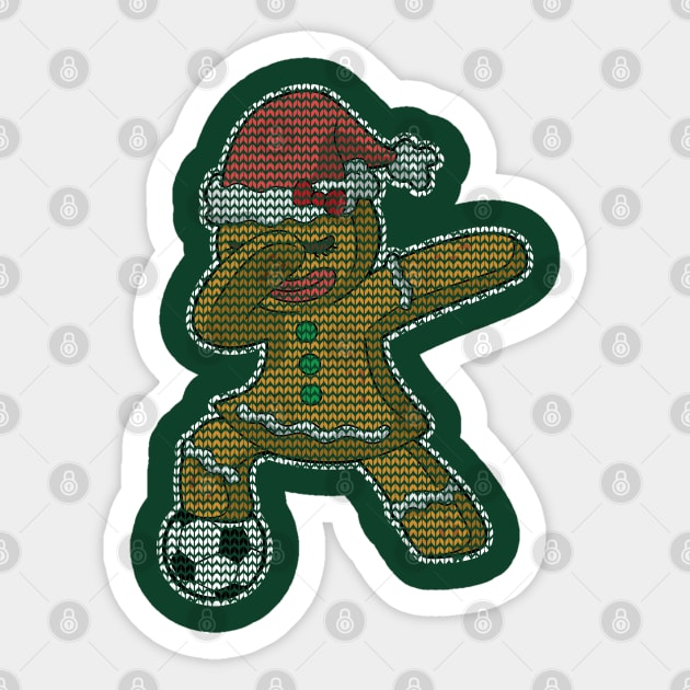 Gingerbread Girl Soccer Player Christmas Knit Pattern Sticker by E